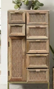 Rattan <b>Chest</b> of Drawers Premium quality Home <b>Storage</b> <b>Wooden</b> Vintage Furniture Cabinet for Home and Shop <b>Storage</b> cabinet - Product Image 2