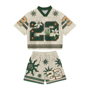 Tenues pour hommes en 2 pièces, chemises en jersey à manches courtes avec imprimé numérique, ensemble de shorts, tenues streetwear - Product Image 1