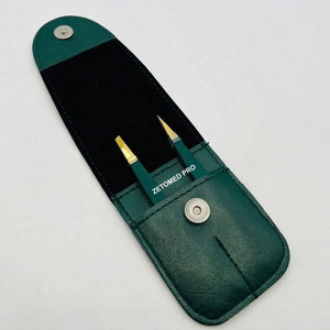 Ensemble de pinces à épiler et de ciseaux pour sourcils, couleur verte, avec étui, en acier inoxydable, usage professionnel, outils de façonnage et de coupe des sourcils - Product Image 5