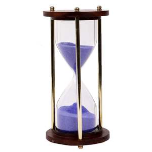 Wooden Hourglass Sand Timer with Metal Frame and Glass Chamber Decorative Desk <b>Clock</b> for Home Office Study Meditation - Product Image 4