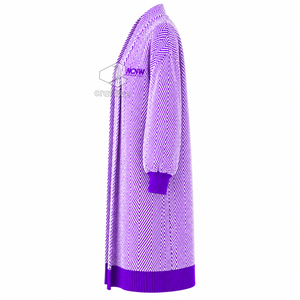 NCNW Sorority Women's Longline Herringbone Knit Duster <b>Cardigan</b> Open Front Embroidered Ribbed Cuff Sweater Casual Outerwear - Product Image 4