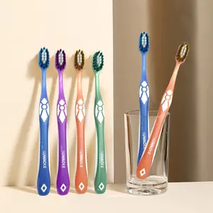 Escova de dentes de plástico personalizada com logotipo, fornecedor de cartão blister de cerdas super macias embrulhado individualmente