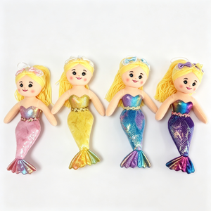 Juguete de sirena suave y personalizado, muñecas de peluche con temática del océano para niños, juguete de peluche de sirena decorado con lazo. - Product Image 4