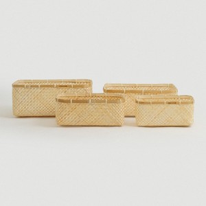 Nesting <b>bamboo</b> <b>basket</b> set functional container storage <b>baskets</b> for books & clothes organization - Product Image 3