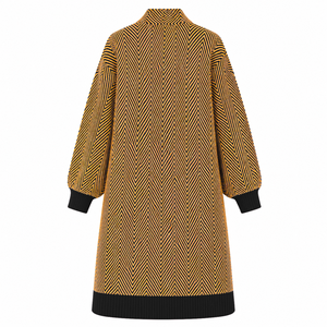 NCBW Sorority Women's Longline Herringbone Knit Duster <b>Cardigan</b> Open Front Embroidered Ribbed Cuff Sweater Casual Outerwear - Product Image 4