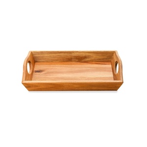 Bandeja de Servir de Madera Rústica, Plato de Madera Natural con Asas para Desayuno, Café, Té, Bocadillos, Restaurante - Product Image 5