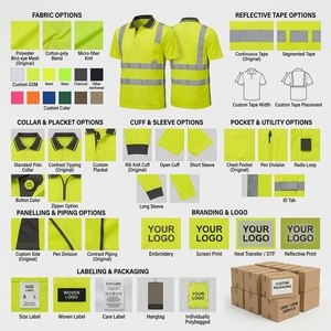 Camiseta Polo de Alta Visibilidad con Franjas Reflectantes Amarillas, Uniforme de Trabajo, Logotipo Personalizado, Tejido de Poliéster Transpirable de Secado Rápido - Product Image 4