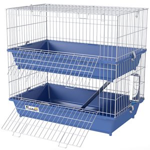 Jaula de 2 niveles para animales pequeños, para cobayas, hurones, chinchillas, con fondo profundo, comedero y bebedero interiores, 2 puertas - Product Image 1