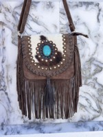 Nouveauté 2026 : Sac à main en cuir de vachette style western, sac bandoulière bohème à franges, sac élégant de petite taille, sac de créateur