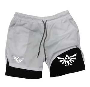 Shorts décontractés pour hommes, blanc et noir unis, avec cordon de serrage, séchage rapide, respirants, 100% coton - Product Image 1