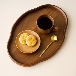 Oval Wooden Serving <b>Tray</b> Set Solid Wood Acacia <b>Tray</b> for Coffee Tea <b>Breakfast</b> Snack Decorative Rustic Farmhouse Display <b>Tray</b> - Product Image 4