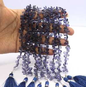 ลูกปัดอิโอไลต์ทรงหยดน้ำเจียระไนธรรมชาติ AAA ขนาด 5x7 มม. ลูกปัดอิโอไลต์สีน้ำเงินธรรมชาติทรงหยดน้ำ 8 นิ้ว อิโอไลต์ทรงหยดน้ำเจียระไน - Product Image 5