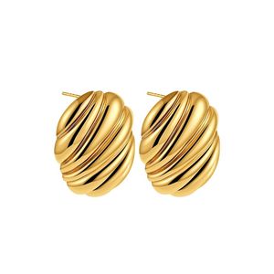 Orecchini a Cerchio Multistrato Placcati Oro alla Moda, Orecchini a Perno in Acciaio Inossidabile per Donna, Stile Trendy - Product Image 4