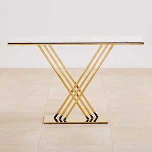Handmade <b>Gold</b> Metal <b>Console</b> <b>Table</b> with White Marble Top Modern Entryway Sofa <b>Table</b> Luxury Hallway Accent <b>Table</b> for Living Room - Product Image 3