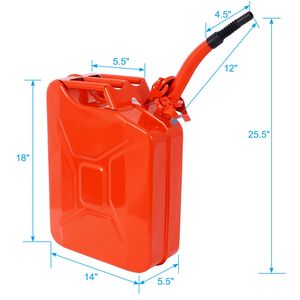 Bidon à carburant en acier flexible de 20 litres (5 gallons) avec bec verseur portable, bidons métalliques pour l'essence des voitures et des camions - Product Image 4