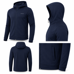 Custom Men's <b>Hooded</b> <b>Fleece</b> <b>Jacket</b> Breathable Polyester Zipper Closure Sporty Training Teamwear ODM Manufacturing - Product Image 2