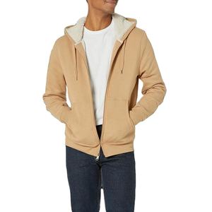 Sudadera con capucha para hombre con cremallera, forro polar sherpa, 100% algodón, térmica, manga larga, abrigos cálidos y afelpados para exteriores, ropa de abrigo con capucha. - Product Image 2
