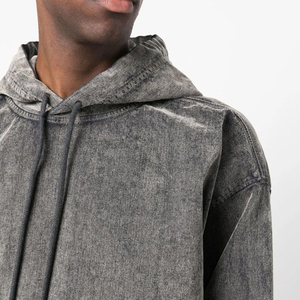 Sweat-shirt à capuche délavé pour homme Moto End Corporation, en coton molletonné français, coupe oversize, style streetwear décontracté, automne - Product Image 5