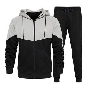 Men's Color Blocking Hooded Tracksuit Full Sleeve <b>Zipper</b> <b>Sweatshirt</b> With Side Pockets Casual Sporty Autumn Wear - Product Image 1