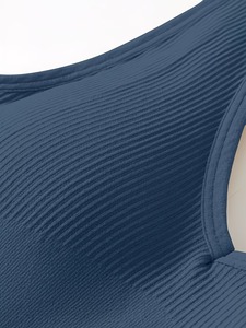 Women Fine Rib <b>Low</b> <b>Back</b> Activewear Top Seamless Push Up Workout <b>Bra</b> Customizable Private Label Fitness Gear Supplies - Product Image 5
