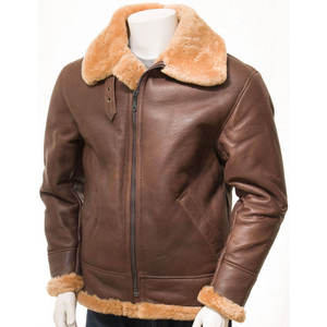 Chaquetas de cuero de oveja personalizadas de moda para hombre, impermeables, para invierno, para motocicleta, con forro de piel de oveja. - Product Image 1