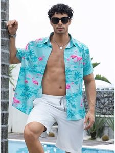 Camisa estampada para hombre, manga corta, hawaiana, tropical, informal, con botones, para verano, colorida, con estampado floral, camisa de verano para hombre - Product Image 5