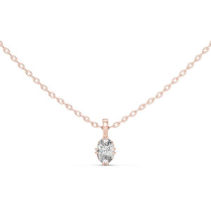 Pendentif ovale en or jaune 14 carats avec diamant de laboratoire pour femme |   Vêtements de mariée |   Nouveau diamant cultivé - Product Image 2