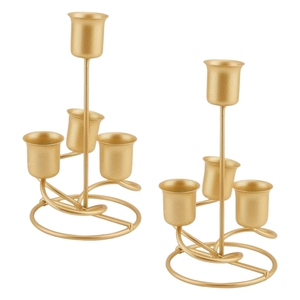 Ensemble de 2 bougeoirs en fer poli doré, style vintage, pour la décoration de chambre, pour offrir en cadeau, pour l'éclairage intérieur - Product Image 2