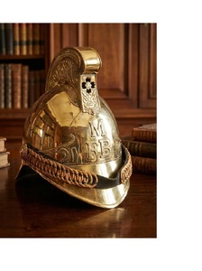 Réplique de casque de pompier en laiton poli |   Objet de collection vintage plaqué or pour fête d'anniversaire et Nouvel An chinois - Product Image 2