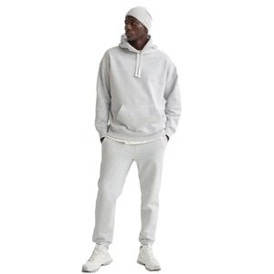 Sweat-shirt à capuche gris pour homme, coupe classique, couleur unie, décontracté, en tricot, avec poche, tissu en molleton respirant - Product Image 3