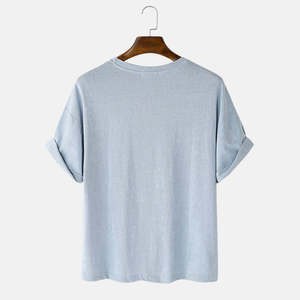 Camiseta de punto de algodón y poliéster de alta calidad para hombre, corte regular, con bolsillo delantero, logotipo personalizado, secado rápido, estilo vintage lavado para exteriores - Product Image 2
