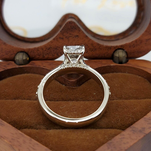 Platinum Radiant Cut Diamond Engagement Ring With Natural Side Stones D Color GIA Certified Classic Women's Style - Product Image 6