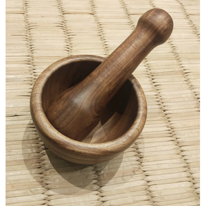 Mortier et pilon traditionnels en bois naturel pour broyer les épices et les herbes, outil de cuisine manuel 172 - Product Image 6