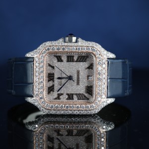 Reloj Mecánico de Acero Inoxidable con Moissanita, Esfera Romana, Estilo Hip Hop, Unisex, para Regalo - Product Image 1