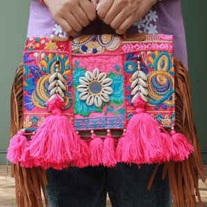 Premium Quality Kambhari <b>Patchwork</b> Pink Color Boho Hand <b>Bag</b> Available for Affordable Price from India - Product Image 4