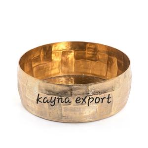 Cuenco de bordes redondos de metal con patrón martillado, cuenco hecho a mano de diseño personalizado único de lujo, decoración del hogar con acabado dorado - Product Image 2