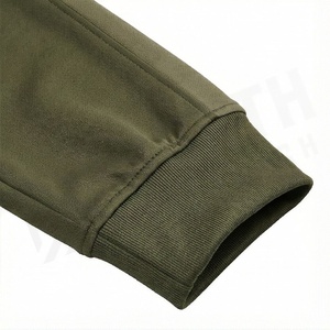 Survêtement vert olive pour homme, fermeture éclair intégrale, col montant, vêtements de sport décontractés avec poches latérales, matière respirante en polyester et coton - Product Image 6