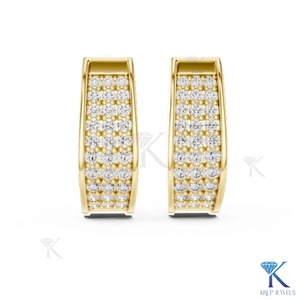 Pendientes de Aro Anchos con Diamantes CVD HPHT Cultivados en Laboratorio, Diseño Multirrango Pavé, Oro Sólido de 18K, Joyería de Lujo para Mujer, Krup Jewels - Product Image 1