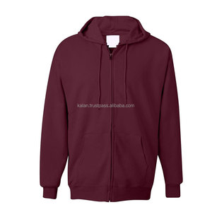 Sudadera con Capucha y Cierre de Cremallera para Hombre, Color Granate, Manga Larga, Color Sólido, Prenda Premium - Product Image 4
