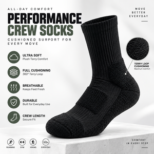 Custom Logo Pickleball Black Solid Cushion Crew <b>Socks</b> Spandex Breathable Anti-Slip Digital Print Running Sport Workouts - Product Image 4
