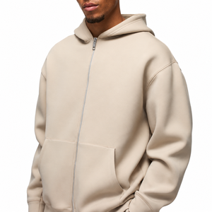 Sudadera con Capucha Beige para Hombre, Corte Regular, Felpa de Algodón, Color Sólido Informal, Diseño con Bolsillos, Ropa de Otoño - Product Image 4