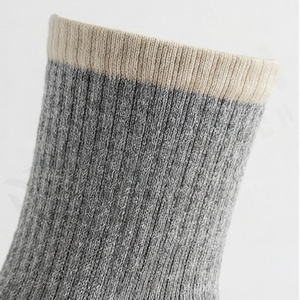 Crew <b>Socks</b> Gray Beige Solid Knitted Cotton Bamboo Fiber Breathable Daily Casual Adult Autumn Standard <b>Thickness</b> - Product Image 4
