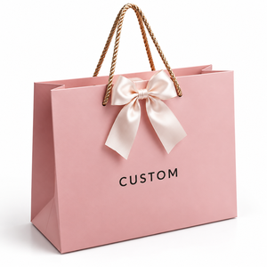 Sac cadeau en papier personnalisé de luxe avec poignée en corde et décoration en nœud, sac d'emballage pour le shopping, fabricant en gros - Product Image 6