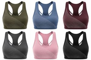 Women's Navy <b>Blue</b> Racerback Sports <b>Bra</b> High Support Breathable Lightweight Seamless Simple Front Logo Yoga Wear - Product Image 6
