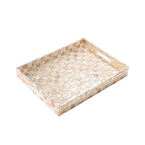 Plateau de service de luxe en nacre, fait main, incrusté de coquillages, plateau décoratif pour la maison, l'hôtel, le restaurant, pour le service et les cadeaux - Product Image 1