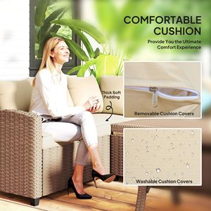 Elegante Set da Patio in 6 Pezzi, Salotto in Rattan PE Intrecciato con Cuscini e Tavolino, Comfort Elegante per Esterni e Giardini - Product Image 5