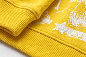Sweat à capuche surdimensionné en molleton jaune épais personnalisé avec imprimé crâne, style streetwear, impression en relief, logo personnalisé pour homme - Product Image 4