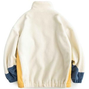 Chaqueta de forro polar con bloques de color para hombre, cuello alto, con cremallera, estilo sherpa, abrigo de invierno, corte holgado - Product Image 2