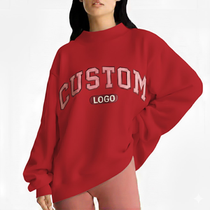 Sudadera Oversize de Cuello Alto con Hombros Caídos para Mujer, 100% Algodón, Tejido de Felpa Suave, Logotipo Personalizado OEM, Ropa Casual, MOQ Bajo y Precio Accesible - Product Image 5