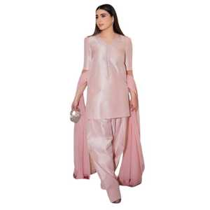 Conjunto de Palazzo Farshi de Crepé de Seda para Mujer con Dupatta, Estilo Salwar Kameez para Fiestas, Bordado con Lentejuelas y Espejos Reales, Sin Arrugas - Product Image 1